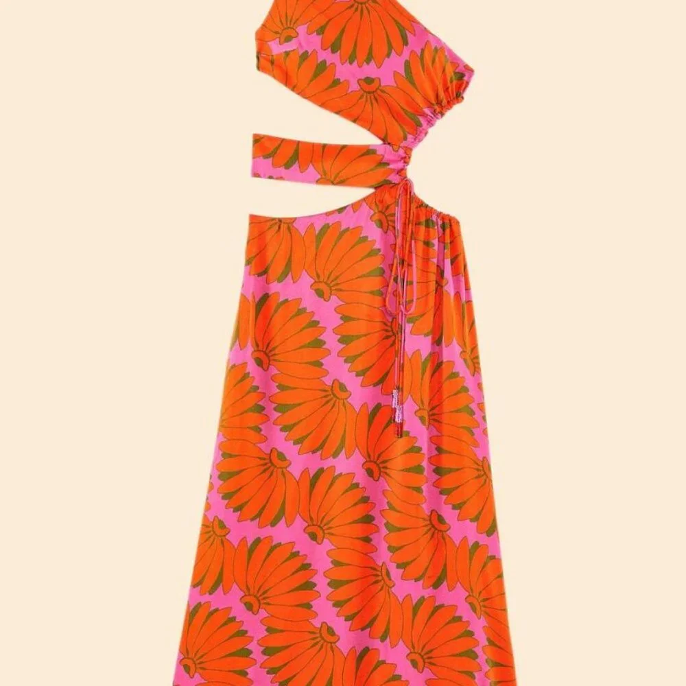 FARM Rio One-Shoulder Maxi Dress in Orange and Pink Floral - Picture 4 of 5